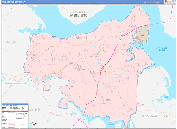 King George County, VA Zip Code Map
